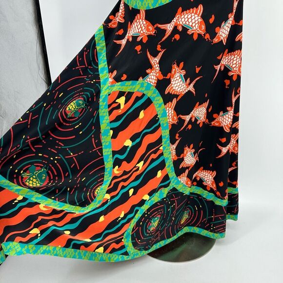 Vintage Black and Orange Maxi Dress - Picture 15 of 16